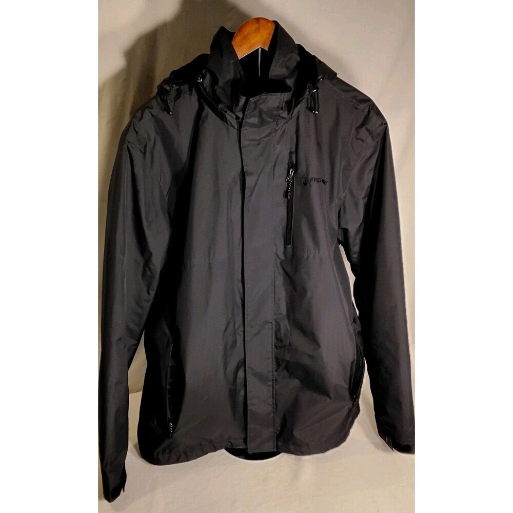 Free Country Jacket Waterproof Grey Zip Up Mens Large Fleece Lined Excellent